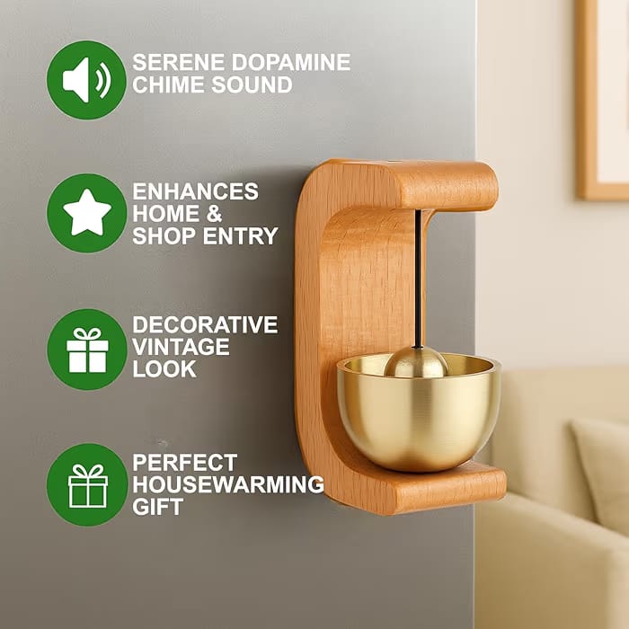 *DRK319* Wooden Door Chime WIth Brass Bell