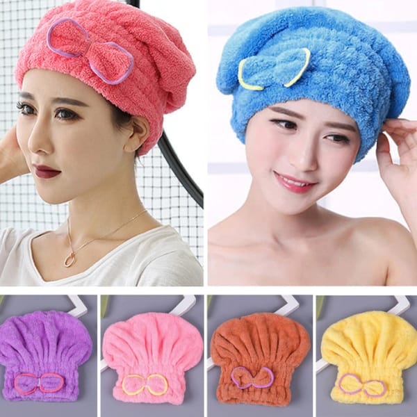*DRI018* Microfiber Fabric Bow Hair Towel Wrap